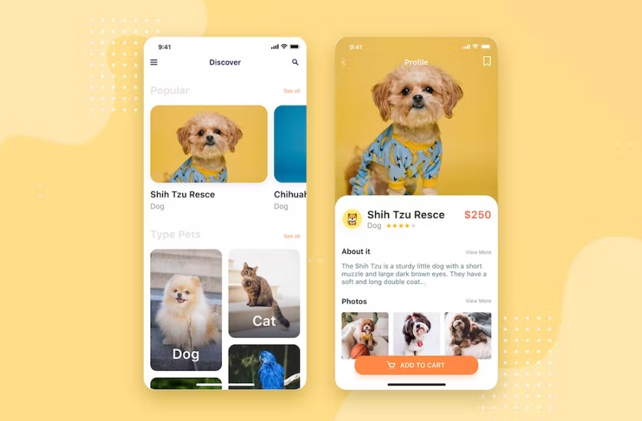 Free Pet social mobile UI Concept Download