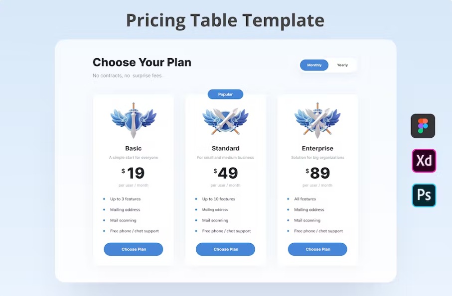 Free Pricing Plan UI Template Download