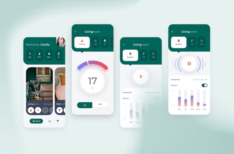 Free Smart Home Livingroom Control UI Kit Template Download