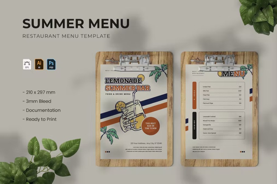 Free Summer Menu Template Download