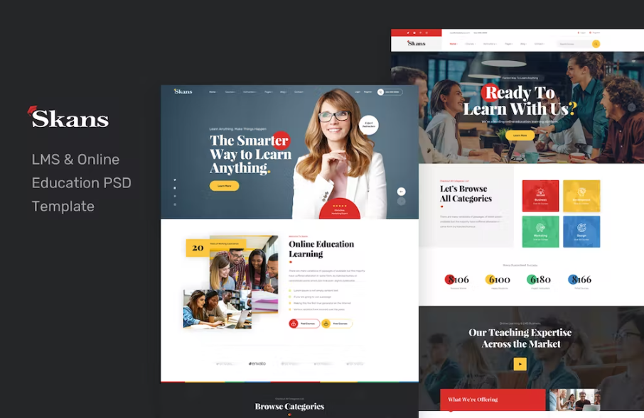 Free Skans LMS & Online Education PSD Template Download