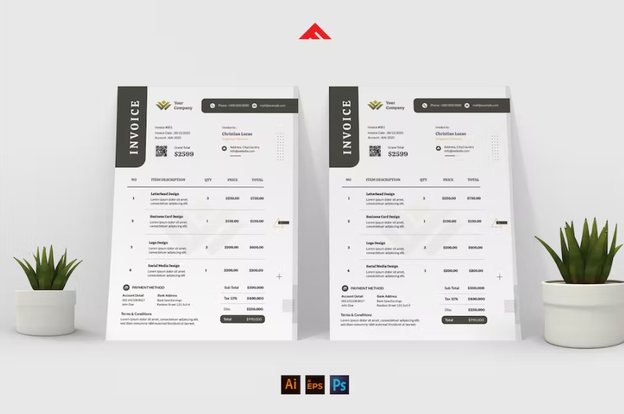 Free Clean Invoice Design Template Download