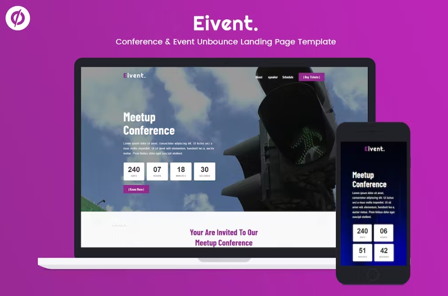 Free Eivent Conference & Event Unbounce Landing Page Template Download