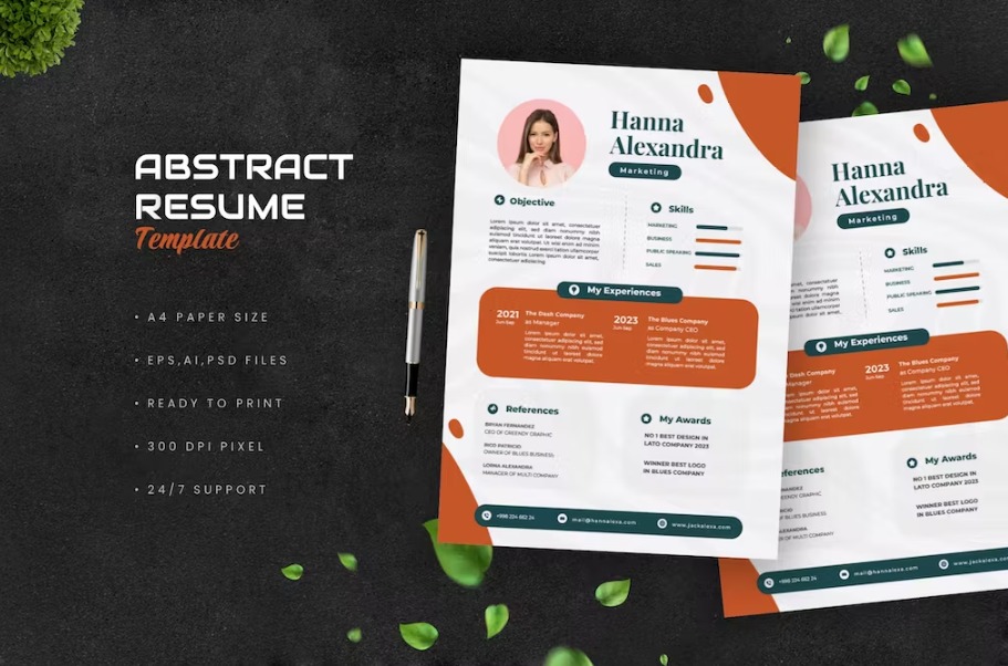 Free Green Abstract Resume Template Download