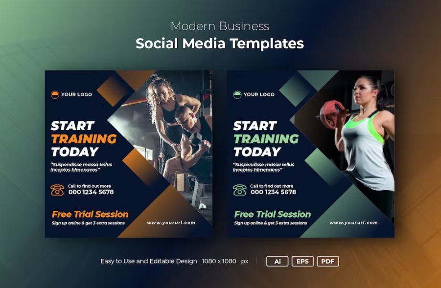 Free Gym and Fitness Instagram Post Banner Template Download