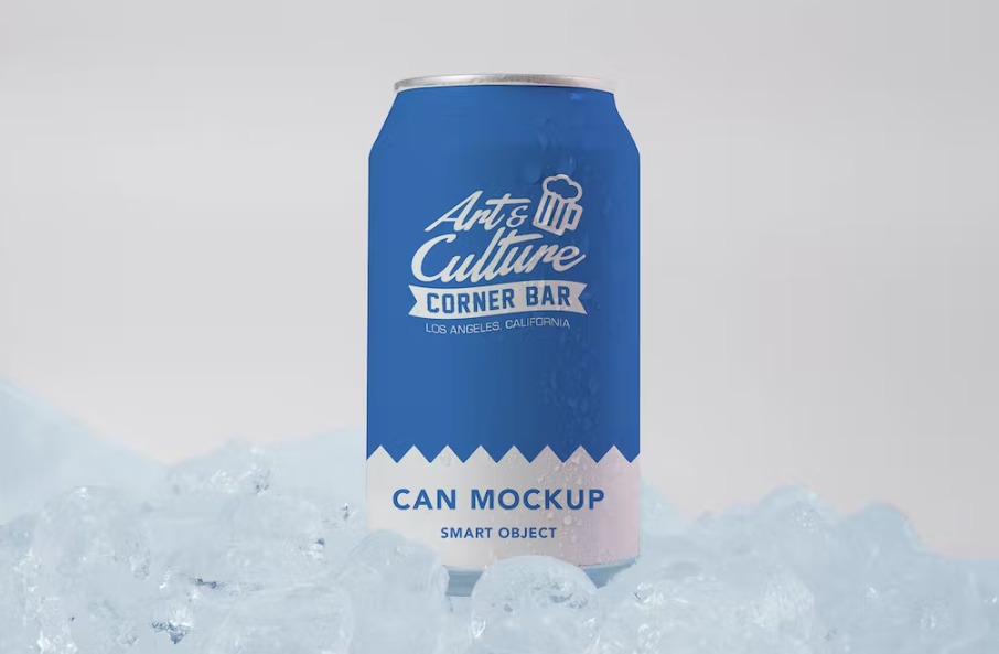 Free Ice Can Mockup Template Download