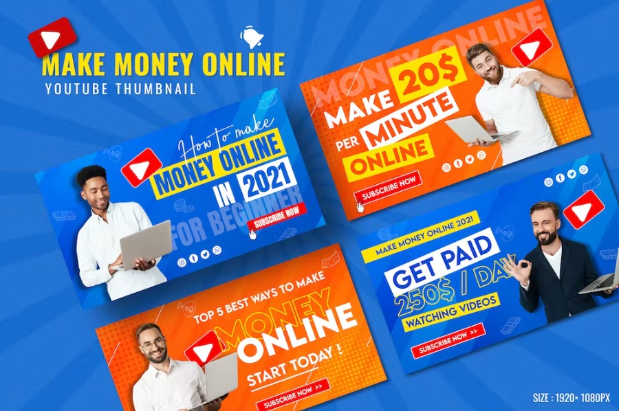 Free Make Money Online Youtube Thumbnail Template Download