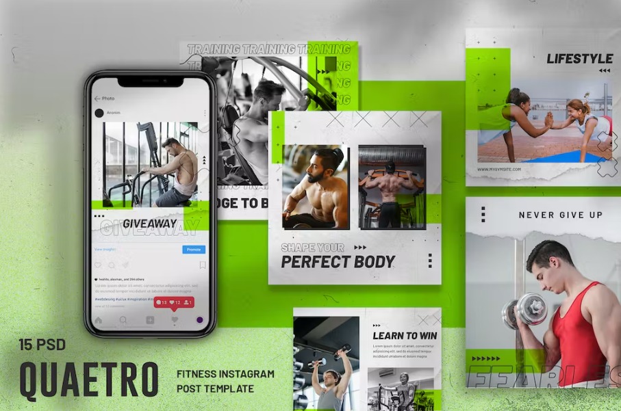 Free Quaetro Fitness Instagram Post Template Download