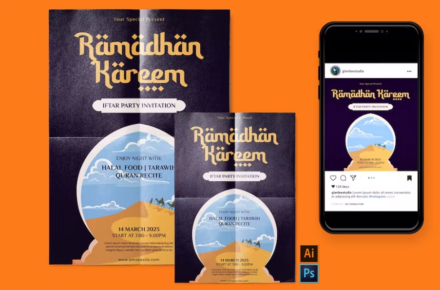 Free Ramadhan Kareem Flyer Poster Instagram Post Template Download