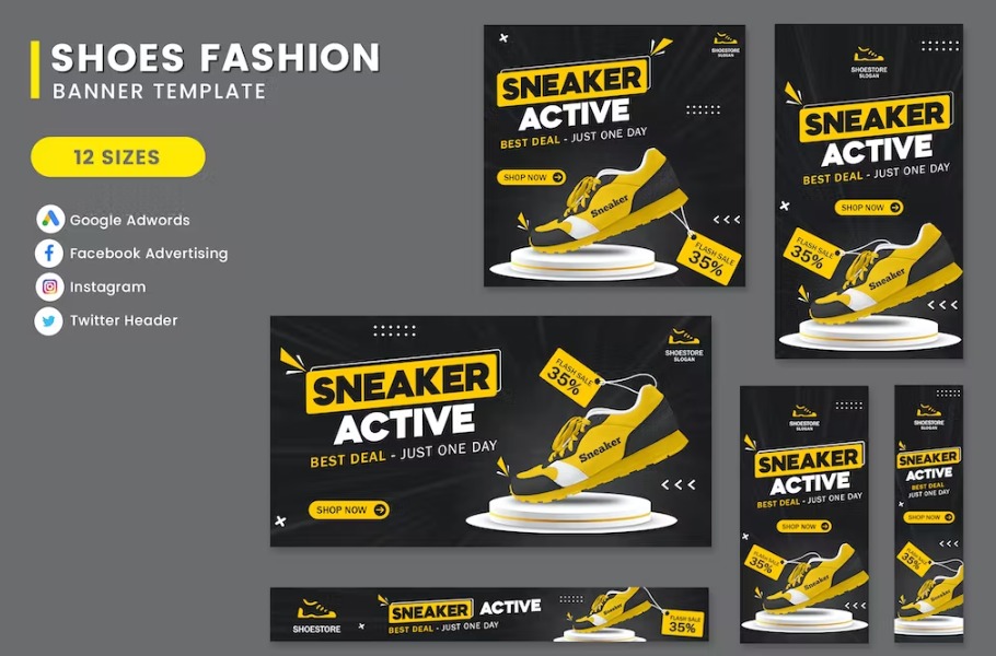 Free Sport Shoes Banner Set Template Download