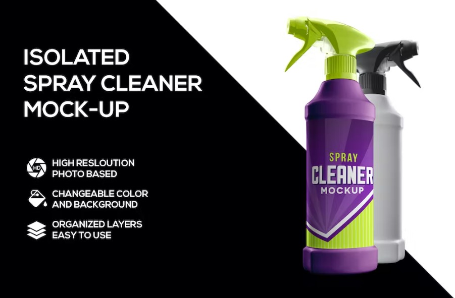 Free Spray Cleaner Mockup Template Download