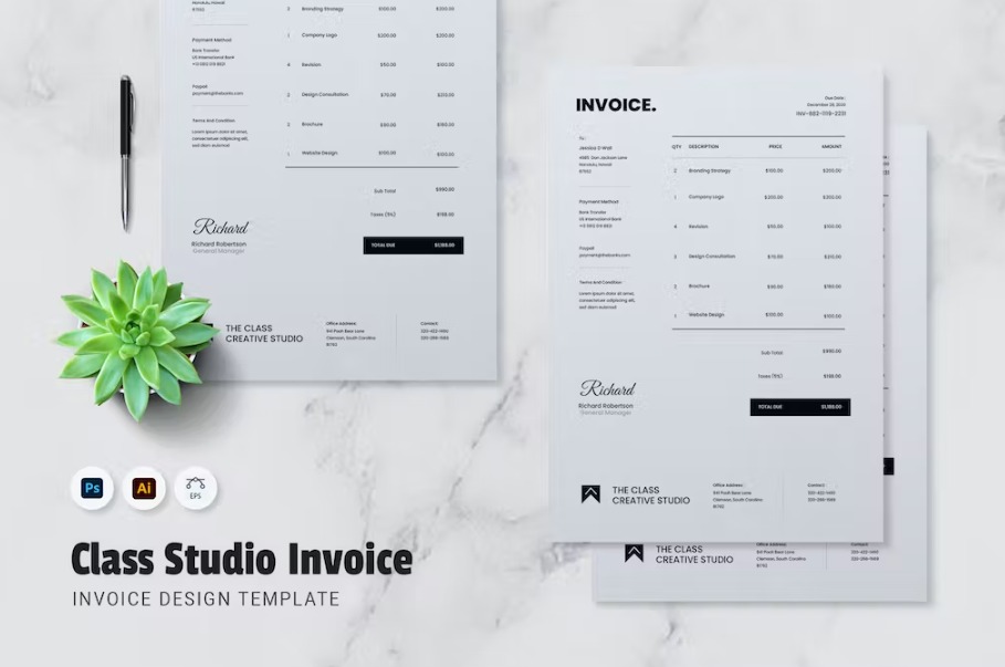 Free The Class Studio Invoice Template Download