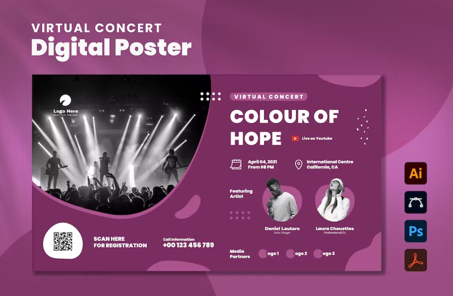 Free Virtual Concert Digital Poster Template Download