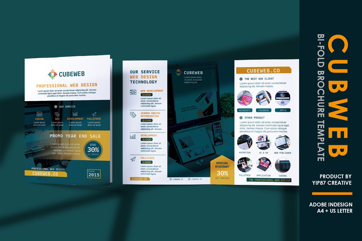 Free Web Design Agency Bifold Brochure Template Download