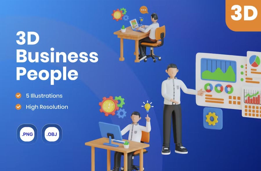 Free 3D Business People Illustrations Download