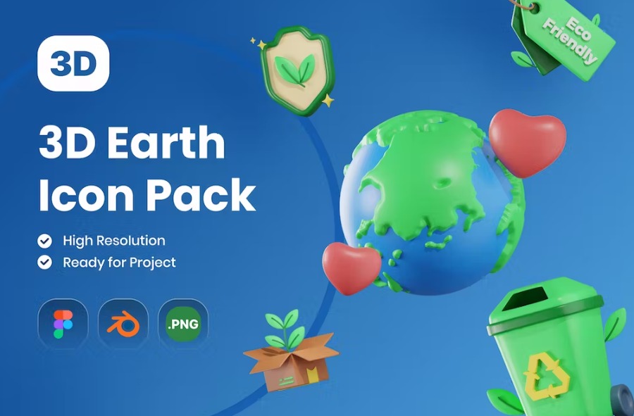 Free 3D Go Green Illustrations Pack Download