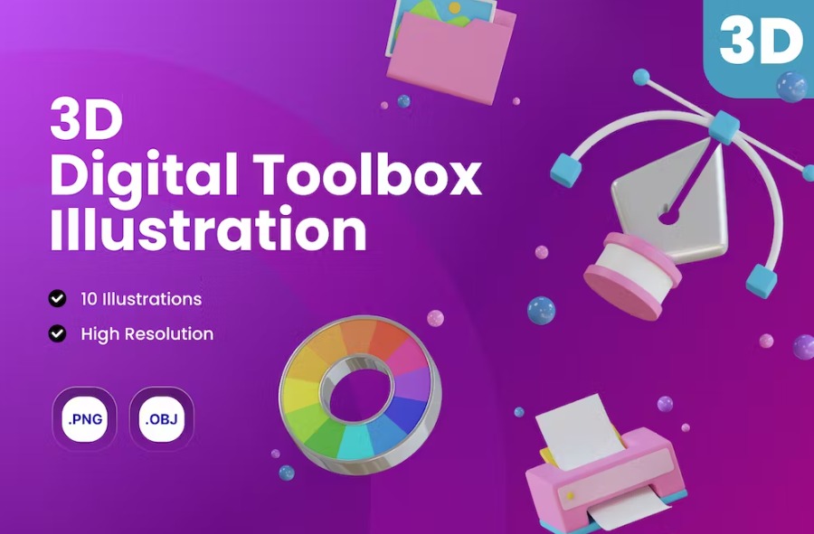 Free 3D Icon Tool Box Digital Download