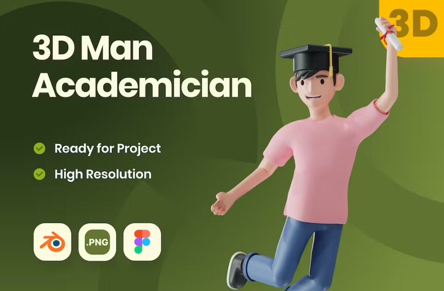 Free 3D Man Academician Illustration Download