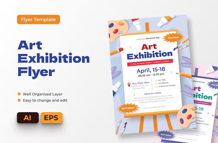 Free Art Exhibition Flyer Ai & EPS Template Download