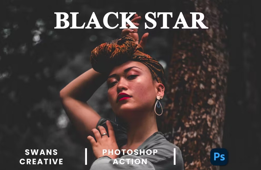 Free Black Star Photoshop Action Download