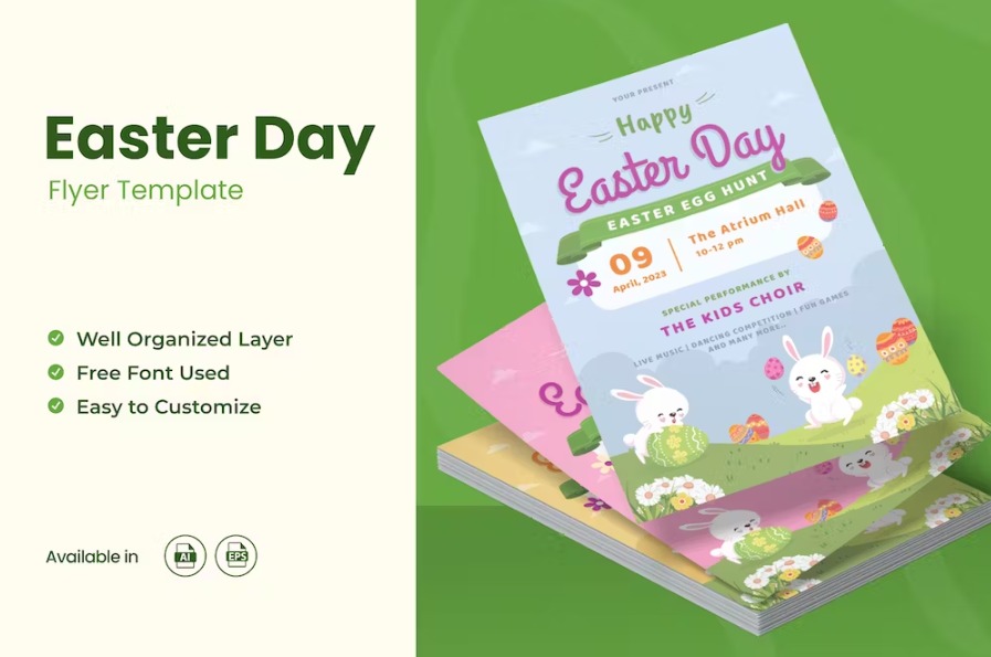 Free Easter Day Flyer Ai & EPS Template Download