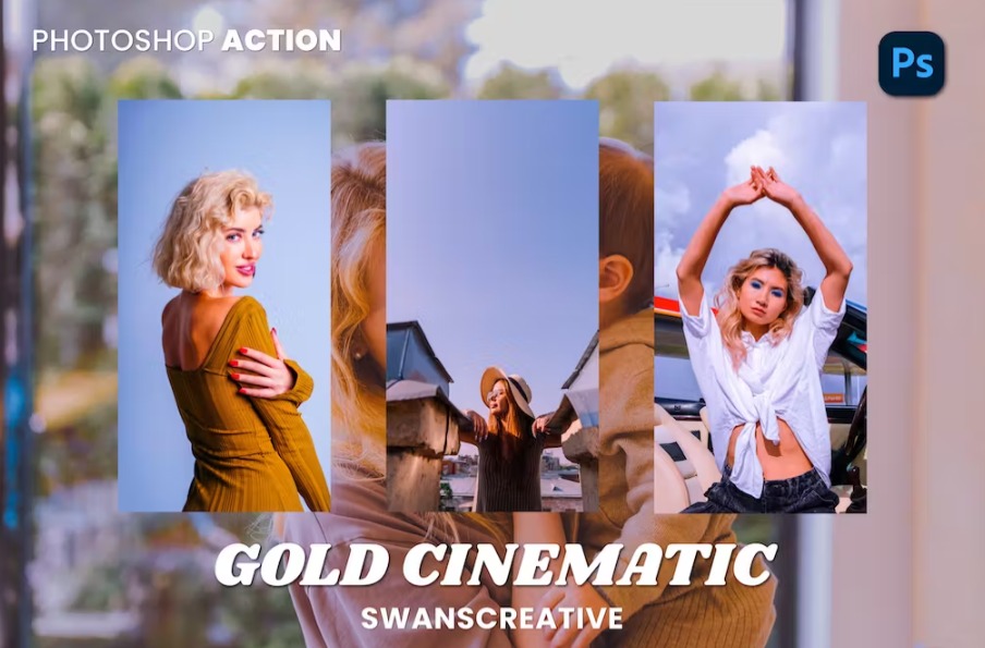 Free Gold Cinematic Photoshop Action Download