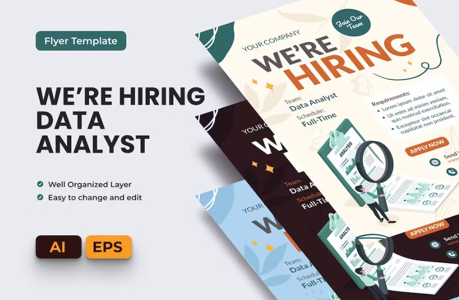 Free Hiring Data Analyst Flyer Ai & EPS Template Download