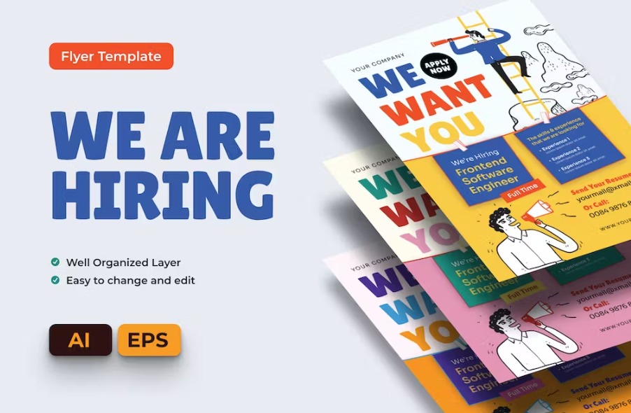 Free Hiring Software Engineer Flyer Ai & EPS Template Download