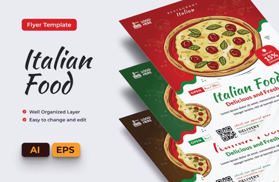 Free Italian Food Flyer Ai & EPS Template Download