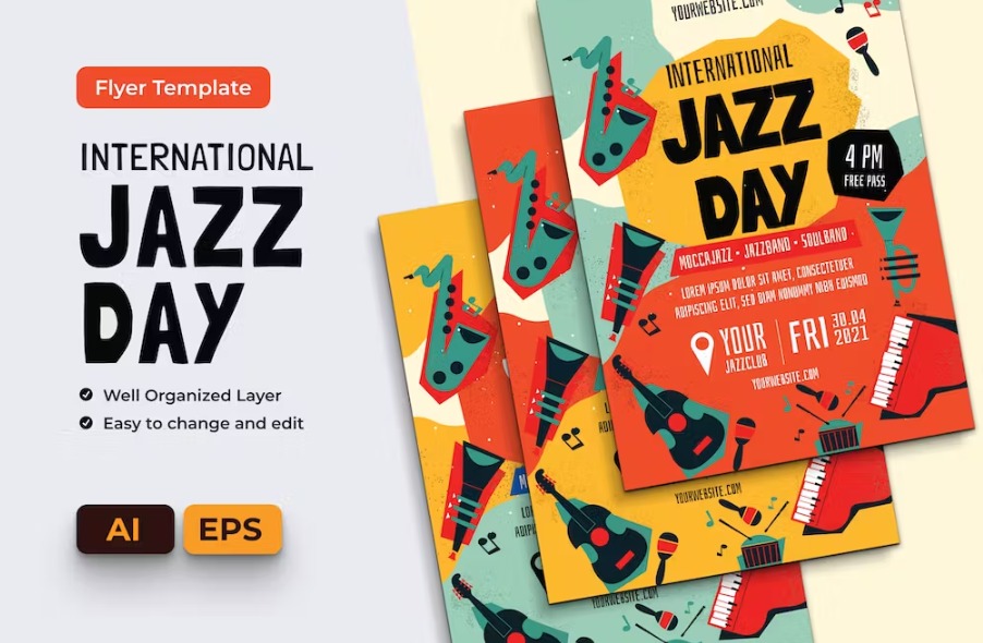 Free Jazz Music Festival Flyer Ai & EPS Template Download