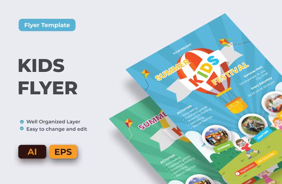 Free Kids Flyer Template Ai & EPS Template Download