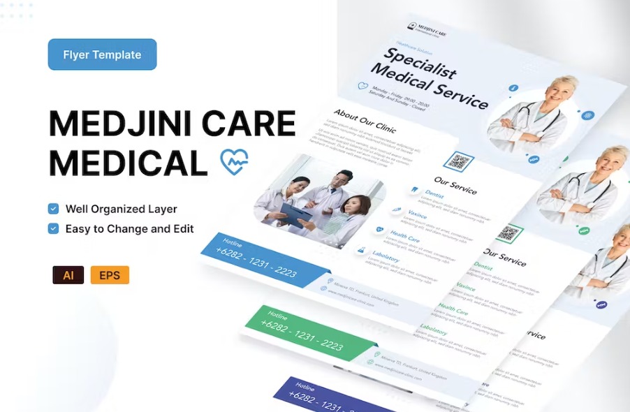 Free Medjini Care Medical Flyer Ai & EPS Template Download