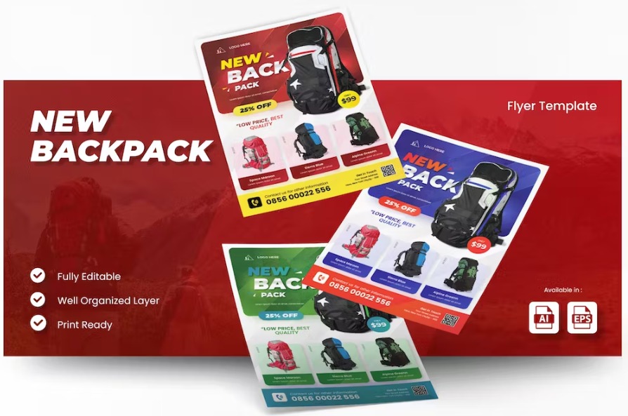 Free New Backpack Flyer Template Ai & EPS Template Download