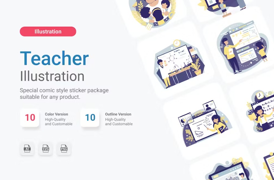 Free Teacher Work Illustrations Collections Download