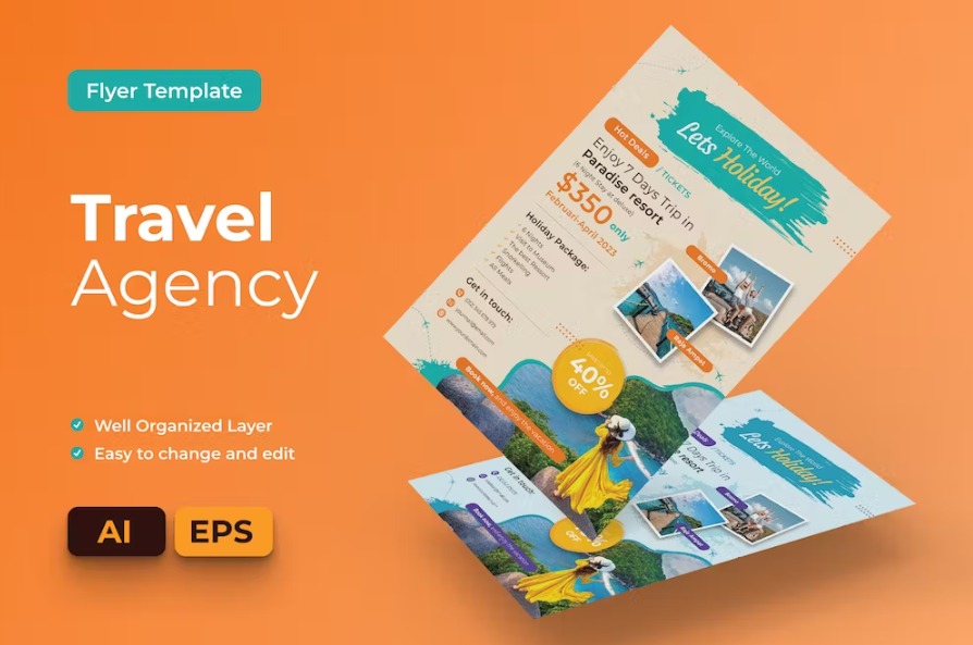 Free Travel Agency Flyer Ai & EPS Template Download