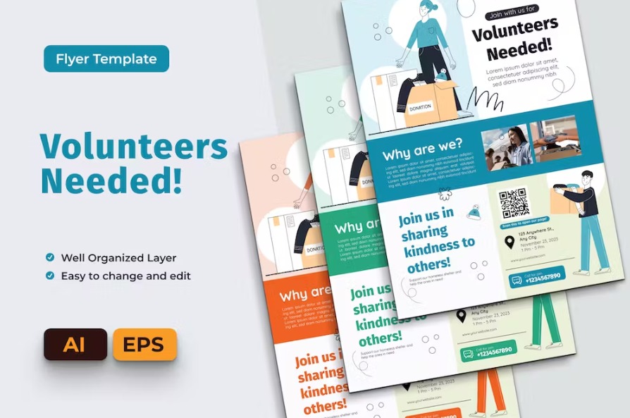 Free Volunteer Needed Flyer Ai & EPS Template Download