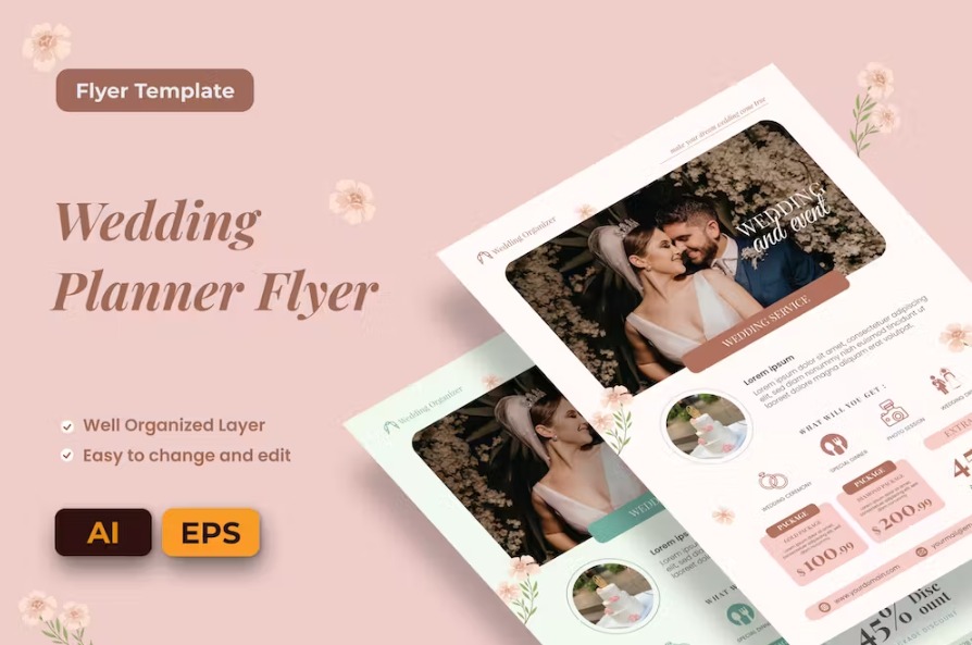 Free Wedding Planner Flyer Ai & EPS Template Download