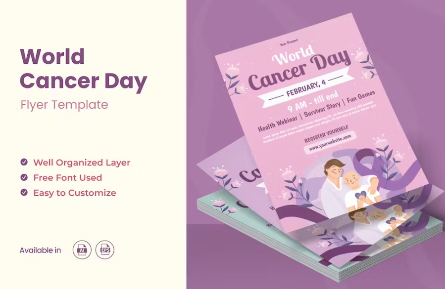 Free World Cancer Day Flyer Ai & EPS Template Download