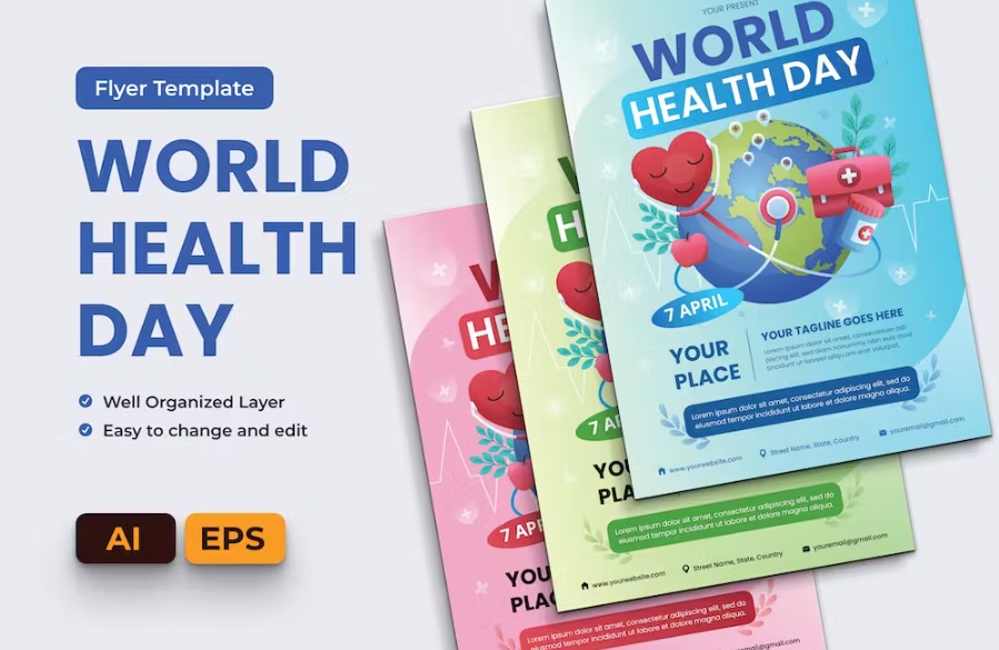 Free World Health Day Flyer Ai & EPS Template Download