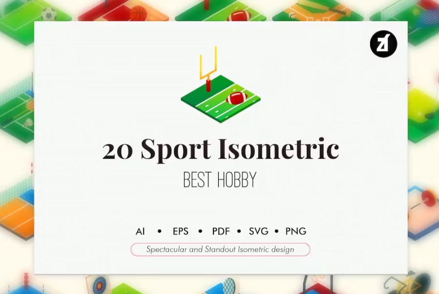 Free 20 Sport Isometric elements Template Download