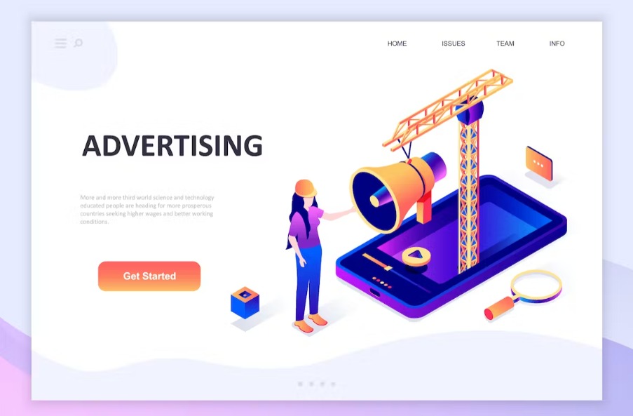 Advertising Isometric Landing Page Template