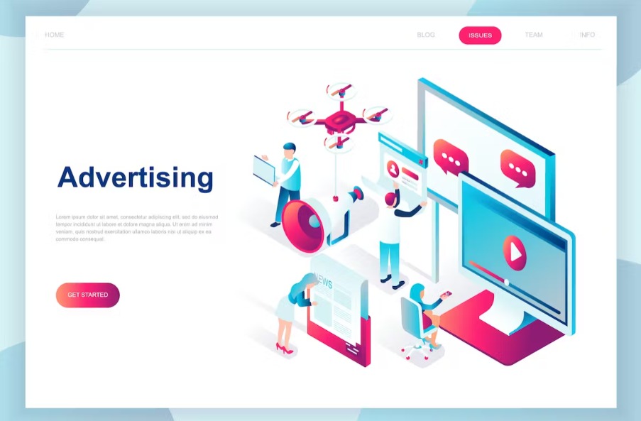 Advertising Isometric Landing Page Template Download