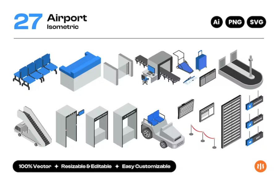 Airport isometric elements