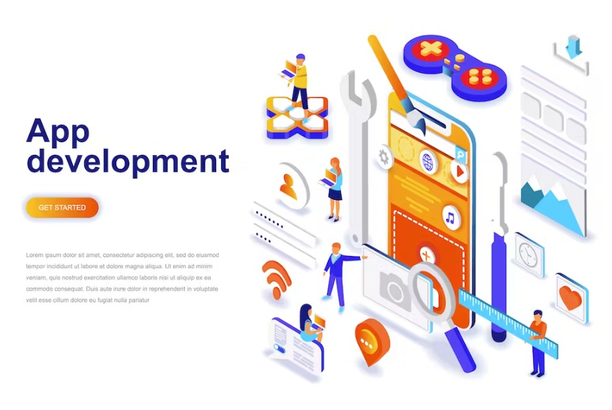 App Development Isometric Concept