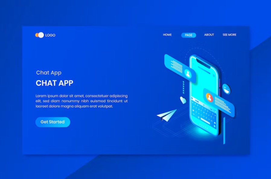 Application Chat Mobile Isometric Concept Landing