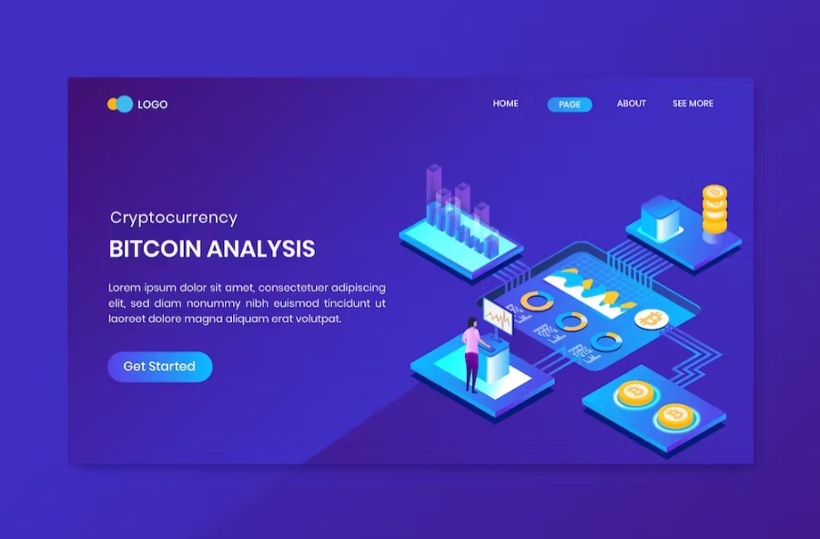 Free Bitcoin Seo Analysis Isometric Landing Page Download