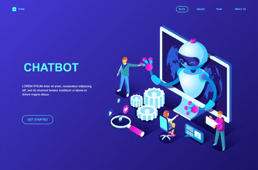 Free Chat Bot Isometric Landing Page Download