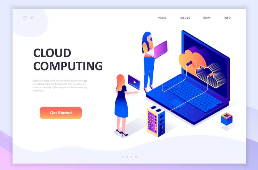 Free Cloud Computing Isometric Landing Page Download