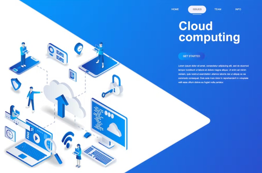 Free Cloud Computing Isometric Landing Page Download