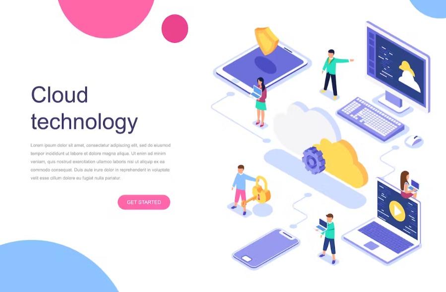 Free Cloud Technology Isometric Landing Page Download